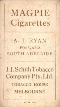 1922 J.J. Schuh Australian Footballers #NNO Alfred Ryan Back